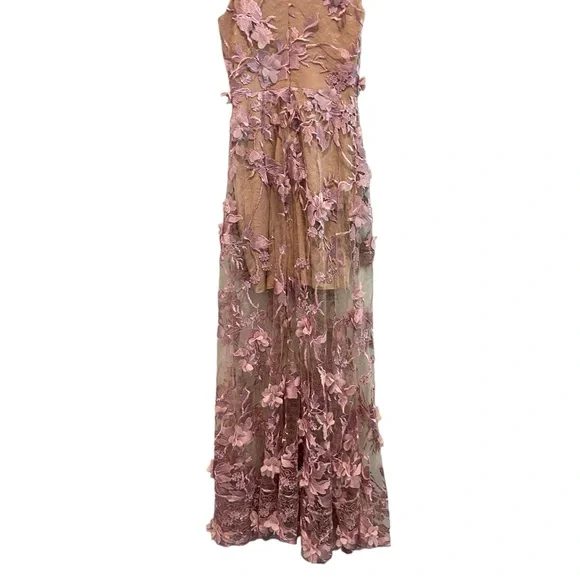 Dress the Population Rise pale pink 3D floral maxi dress. EUC - Picture 4 of 13